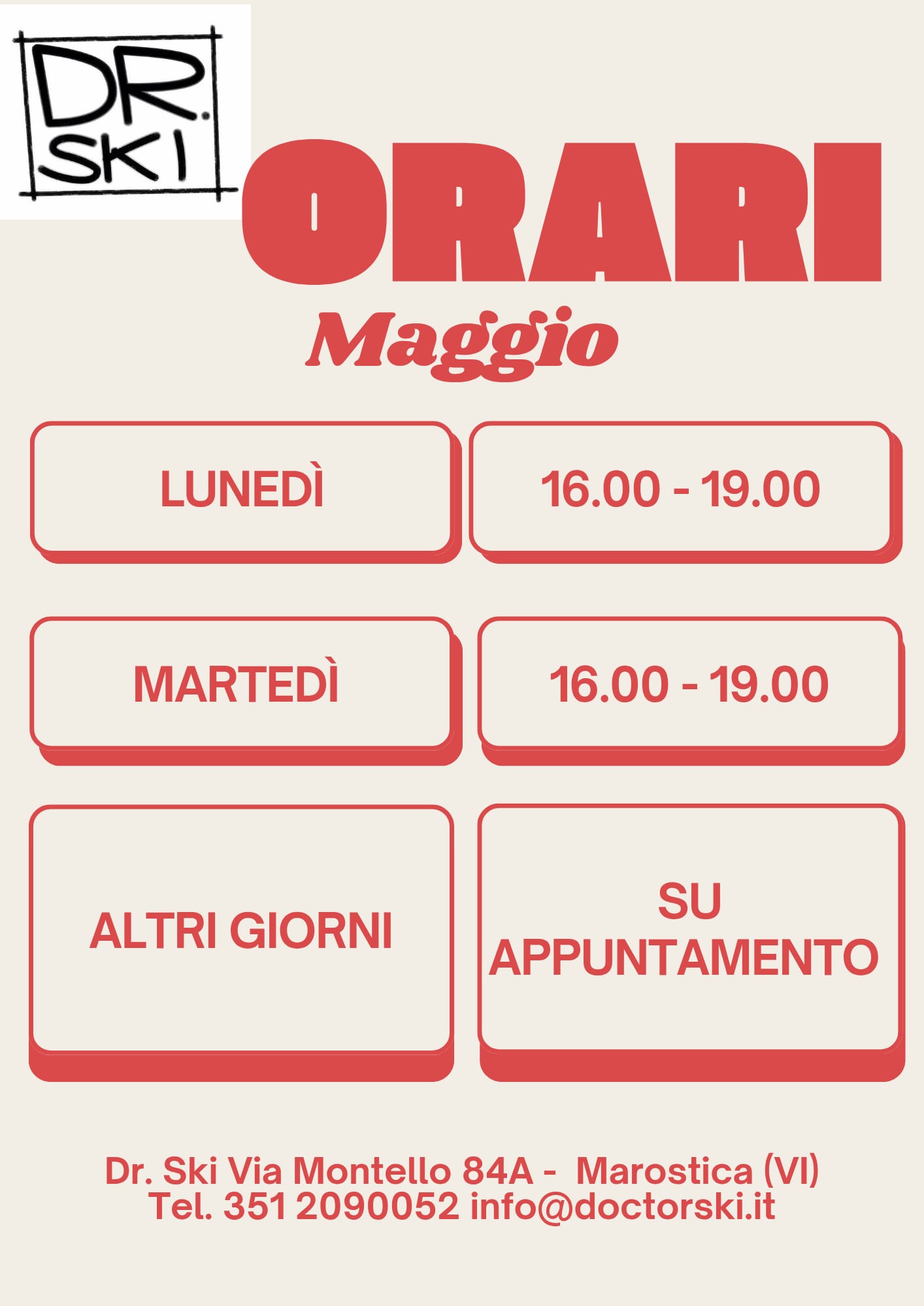 Orari DoctorSki Maggio 2026